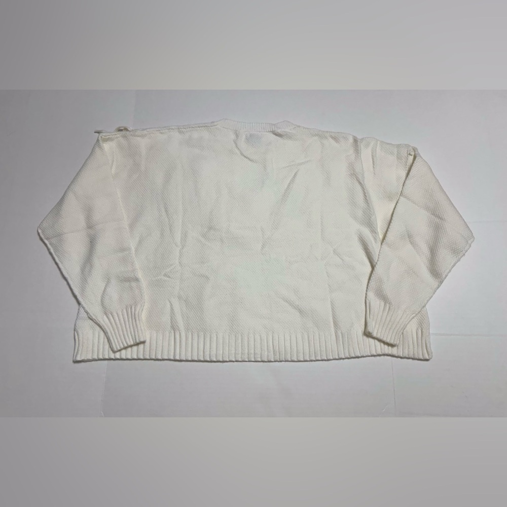 Chic Fringe Detail Women's Sweater in Cream - Picture 6 of 6